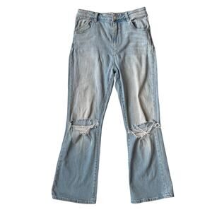 Rollas Dusters Bootcut Crop Jeans Distressed Sz 29 Y2K Denim Festival 70s Flare